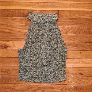 Grey knit turtleneck tank